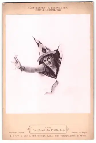 Fotografie J. Löwy, Wien, Gemälde: Durchbruch der Fröhlichkeit, nach C. Zewy