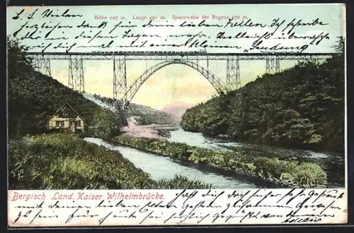 AK Müngsten / Bergisch Land, Kaiser Wilhelmbrücke mit Eisenbahn
