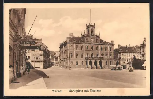 AK Weimar / Thüringen, Marktplatz mit Rathaus