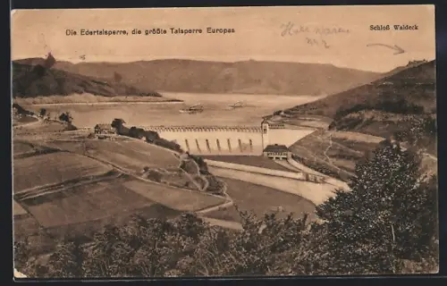 AK Waldeck / Hessen, Edertalsperre und Schloss Waldeck