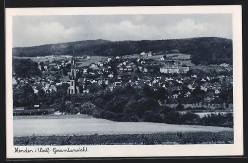 AK Menden / Sauerland, Gesamtansicht mit Kirche