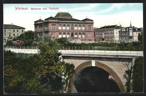 AK Weimar / Thüringen, Museum und Viadukt