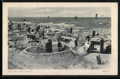 AK Travemünde, Strandpartie mit Urlaubern