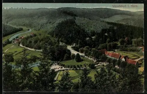 AK Wendefurt i. Harz, Ortsansicht aus der Vogelschau