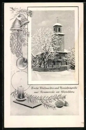 AK Rommerode /Bez. Kassel, Kirche im Winter
