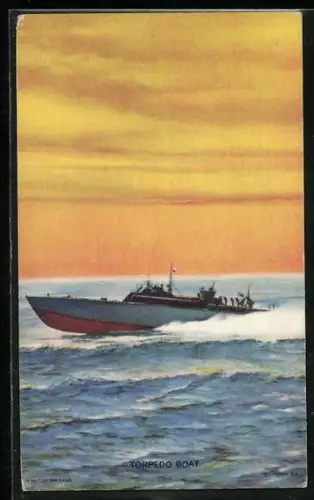 AK Kriegsschiff Torpedo Boat in voller Fahrt