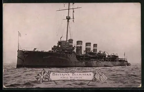 AK Kriegsschiff HMS Blonde auf See