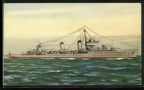AK Kriegsschiff USN Destroyer in Fahrt