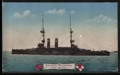 AK Kriegsschiff HMS Queen auf See