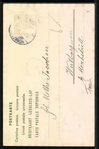 AK Osterküken und Frosch, Ostergruss