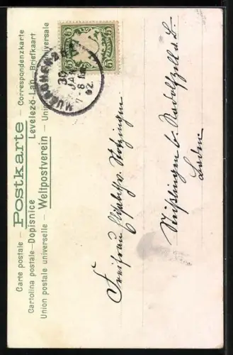 Lithographie Zwei Rotkehlchen im Winter