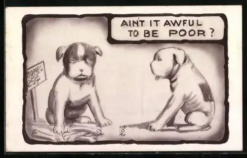 AK Hund hat kein Geld, um sich einen Knochen zu kaufen