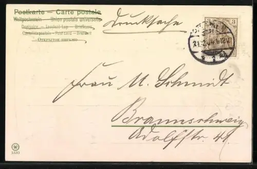 AK Junge schiebt ein Glücksschwein und Veilchen in einer Heukarre