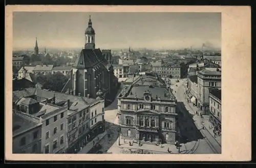 AK Troppau / Opava, Stadttheater und Pfarrkirche