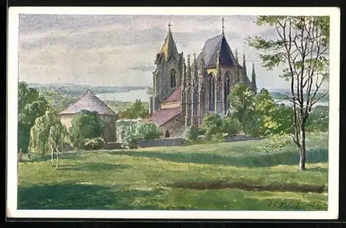 Künstler-AK E.F. Hofecker: Deutsch-Altenburg an der Donau, Ortsansicht