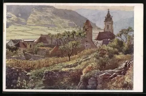 Künstler-AK E.F. Hofecker: Dürnstein, Panorama