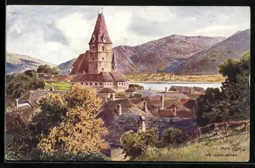 Künstler-AK Fritz Lach: Weissenkirchen, Ortspartie