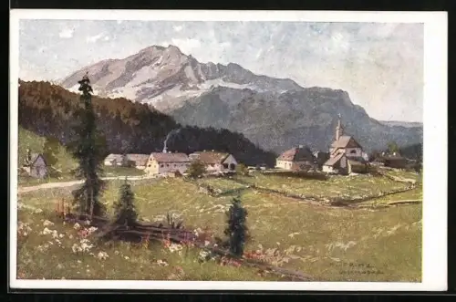 Künstler-AK Josefsberg, Panorama mit Oetscher