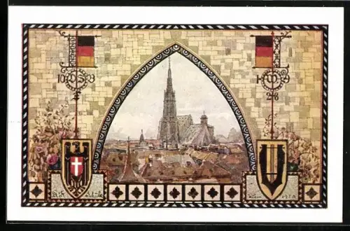 Künstler-AK Wien, 10. Deutsches Sängerbundesfest 1928, Stefansdom