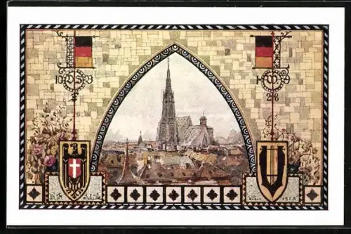 Künstler-AK Wien, 10. Deutsches Sängerbundesfest 1928, Stefansdom