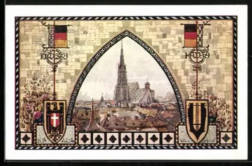 Künstler-AK Wien, 10. Deutsches Sängerbundesfest 1928, Stefansdom