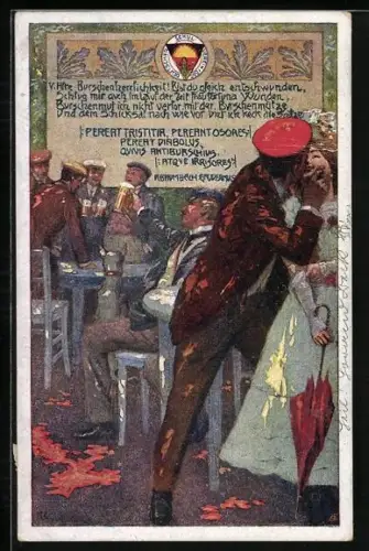 AK Deutscher Schulverein NR: 240, Student küsst sein Mädchen