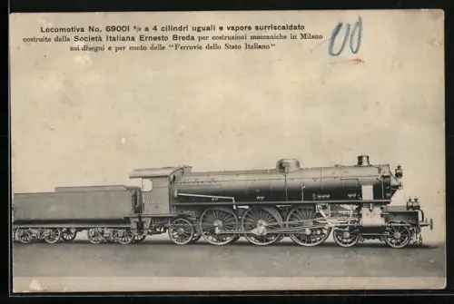 AK Locomotiva No. 69001 3 /6 a 4 cilindri uguali e vapore surriscaldato, Ernesto Breda, Dampflok