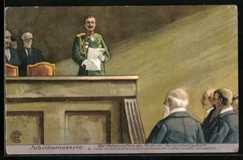 AK Kaiser Wilhelm II. in Uniform mit Orden beim Jubiläum der deutschen Landwirtschafts-Gesellschaft