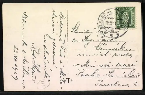 Künstler-AK Domazlic, Teilansicht mit Jan Kozina, Stadt-Wappen