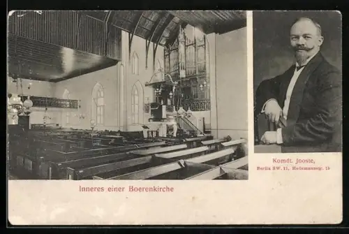 AK Kommandant Koos Jooste aus Königsberg in Franken, Inneres einer Burenkirche