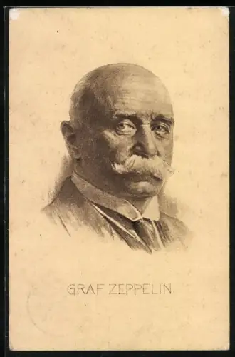 AK Portrait von Graf Zeppelin mit Schnauzbart