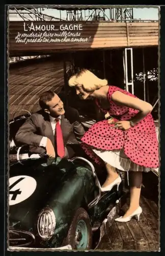 AK Mann in einem Rennwagen, Autorennen