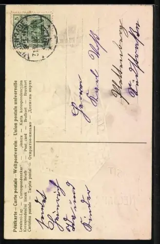 AK Dame in einem Ballon