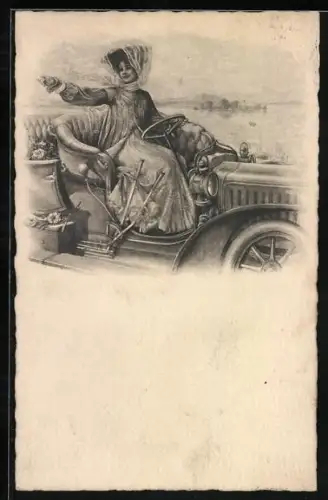 AK Dame in einem Auto