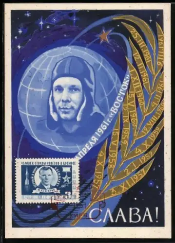 AK Kosmonaut Juri Gagarin, erster Mensch im All