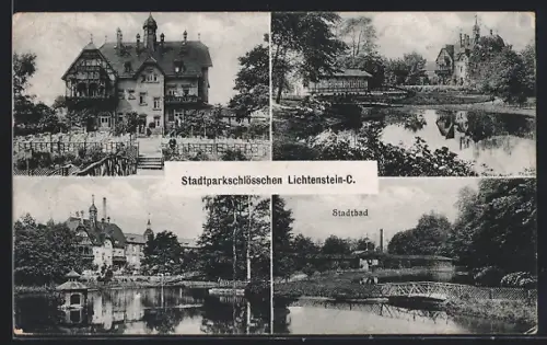 AK Lichtenstein-Callnberg, Stadtparkschlösschen, Stadtbad, Restaurant Stadtparkschlösschen, Inh. Oscar Schwarze