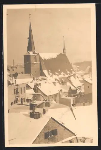 AK Weimar, Stadtkirche im Schnee