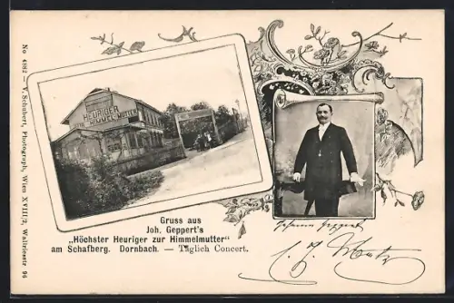 AK Dornbach, Gasthaus Höchster Heuriger zur Himmelmutter am Schafberg Joh. Geppert