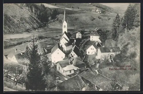 AK Rachauhöhe, Teilansicht mit Kirche