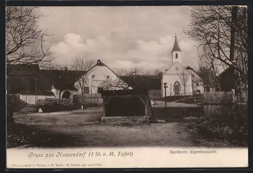 AK Nussendorf bei Maria Taferl, Alpenfernsicht mit Kapelle