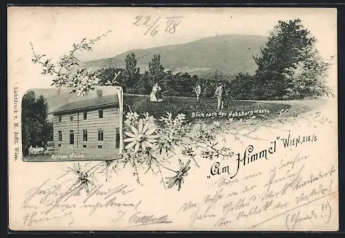 AK Wien, Restaurant Am Himmel, Rotes Haus, Blick nach der Habsburgwarte