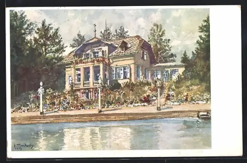 Künstler-AK Pörtschach-Pritschitz am Wörthersee, Pension Seevilla