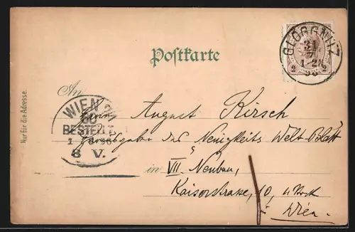 Lithographie Gloggnitz, Schloss Wartenstein, Silberberg, Bahnhof