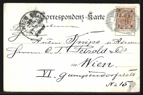 Lithographie Gosausee, Gosauschmied, Panorama