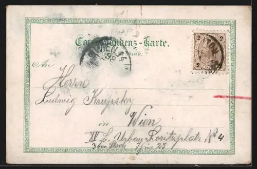 Lithographie Puchenstuben am Ötscher, Wasserfall und Panorama