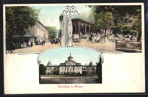 AK Weimar / Thüringen, Gasthaus und Schloss Belvedere
