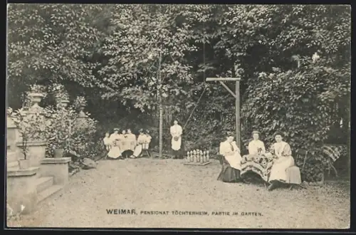 AK Weimar / Thüringen, Pensionat Töchterheim, Gartenpartie