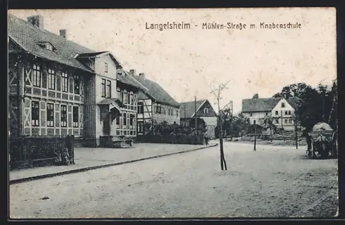 AK Langelsheim, Mühlen-Strasse mit Knabenschule