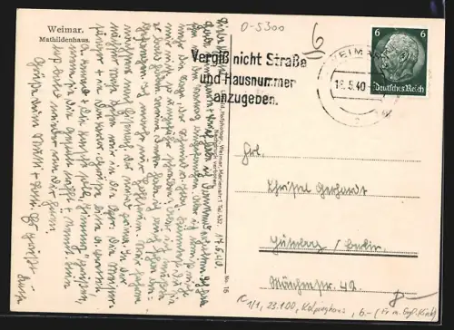 AK Weimar / Thüringen, Mathildenhaus, Küchenbetrieb