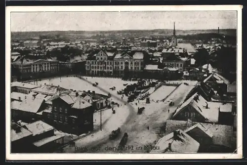 AK Mitau, Blick auf den Markt im Schnee von der Trinitatiskirche aus